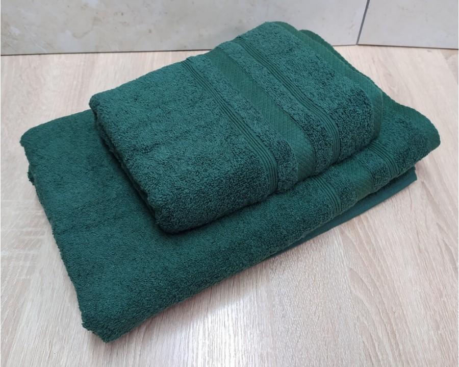 Набір турецьких махрових рушників Ada Turkey 50х90+70х140 Dark Green