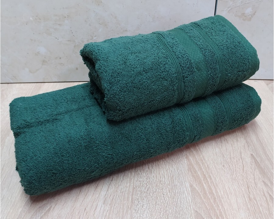 Набір турецьких махрових рушників Ada Turkey 50х90+70х140 Dark Green