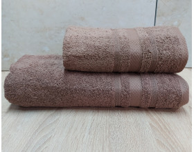Набір турецьких махрових рушників Ada Turkey 50х90+70х140 Light Brown