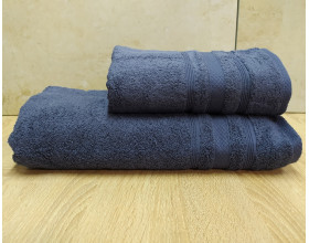 Набір турецьких махрових рушників Ada Turkey 50х90+70х140 Navy Blue