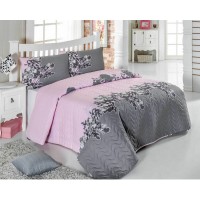 Покрывало стеганое Eponj Home Rodez Pudra 160х220 с наволочкой 50х70