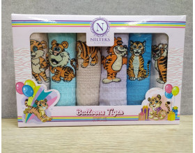 Набор новогодних полотенец кухонных Nilteks 6 штук 40x60 вафельные с вышивкой Balloons Tiger