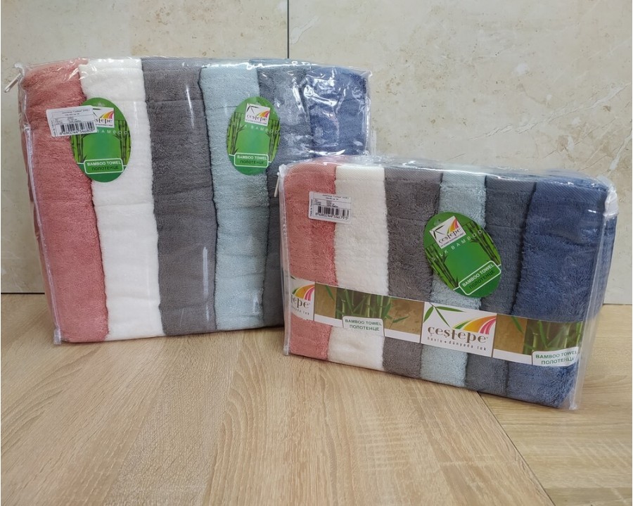Набор турецких махровых полотенец Cestepe 50х90 6 штук + 70х140 6 штук Bamboo Sarev