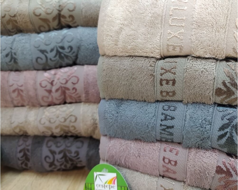 Набор турецких махровых полотенец Cestepe 50х90 6 штук + 70х140 6 штук Bamboo Ekol