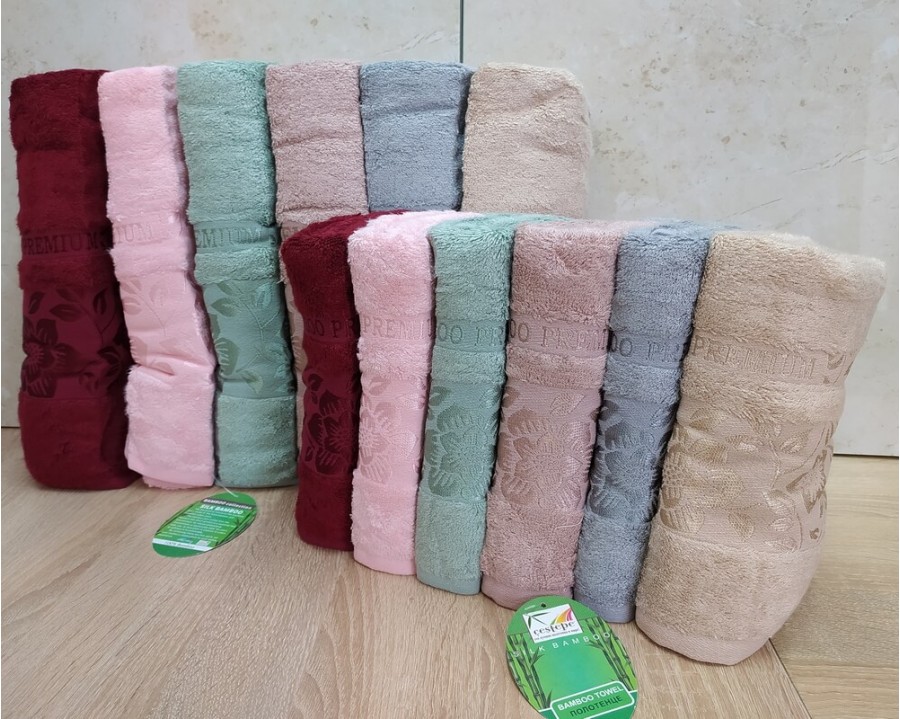 Набор турецких махровых полотенец Cestepe 50х90 6 штук + 70х140 6 штук Bamboo Cicek