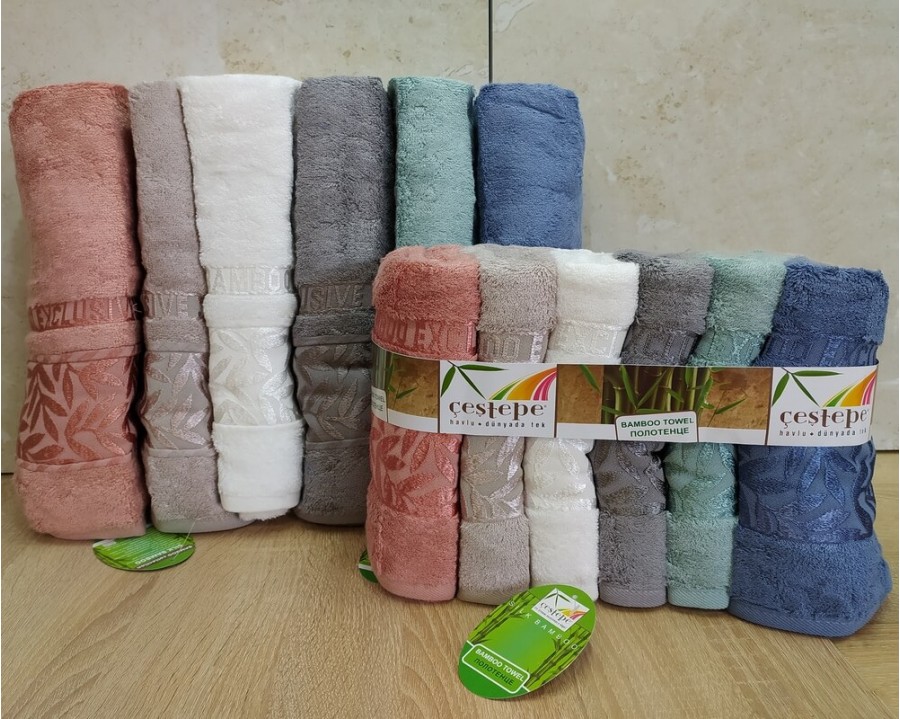 Набор турецких махровых полотенец Cestepe 50х90 6 штук + 70х140 6 штук Bamboo Chery