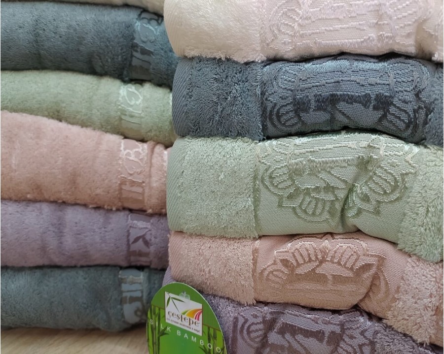 Набор турецких махровых полотенец Cestepe 50х90 6 штук + 70х140 6 штук Bamboo Floral