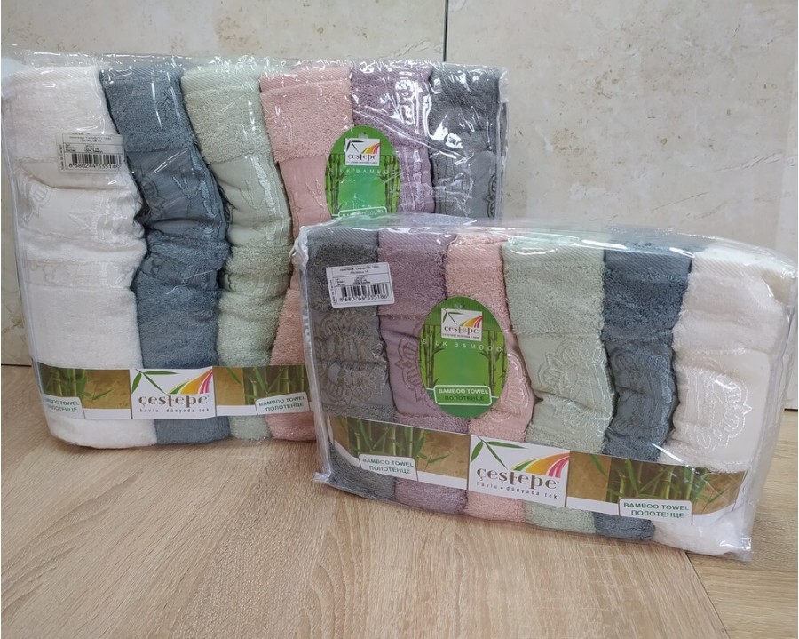 Набор турецких махровых полотенец Cestepe 50х90 6 штук + 70х140 6 штук Bamboo Floral