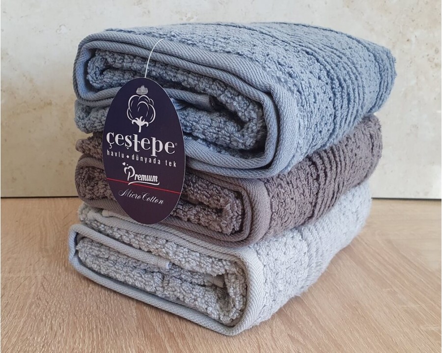 Набор турецких махровых полотенец Cestepe MicroCotton Premium 3 штуки 50x90 Nesha 600 г/м2