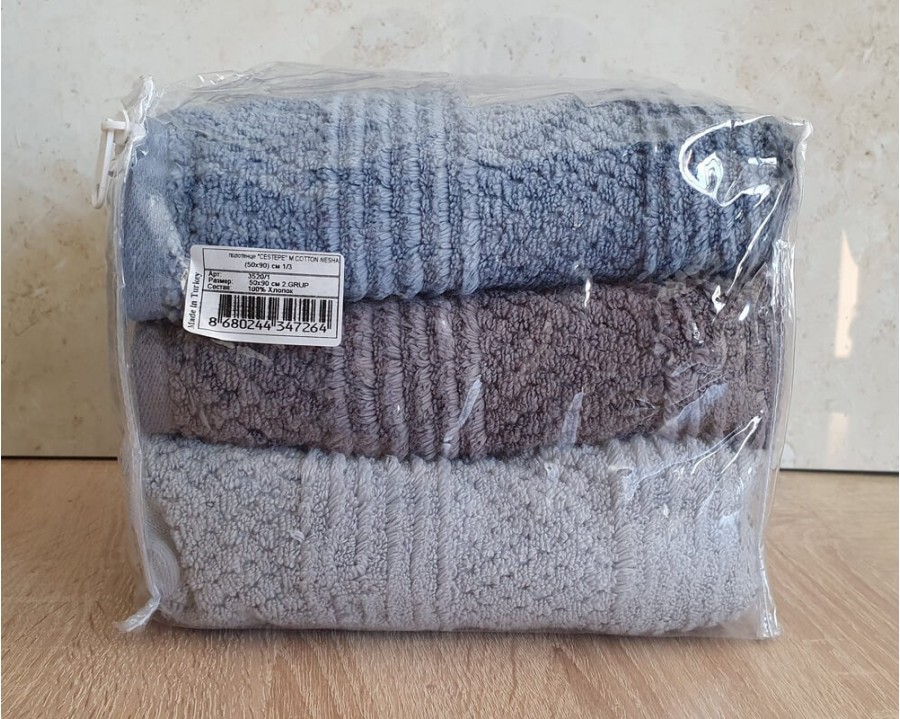Набор турецких махровых полотенец Cestepe MicroCotton Premium 3 штуки 50x90 Nesha 600 г/м2
