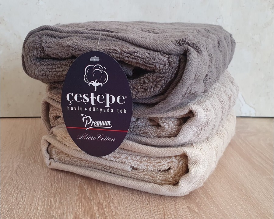 Набір турецьких махрових рушників Cestepe MicroCotton Premium 3 штуки 70x140 Ezgi 1 600 г/м2