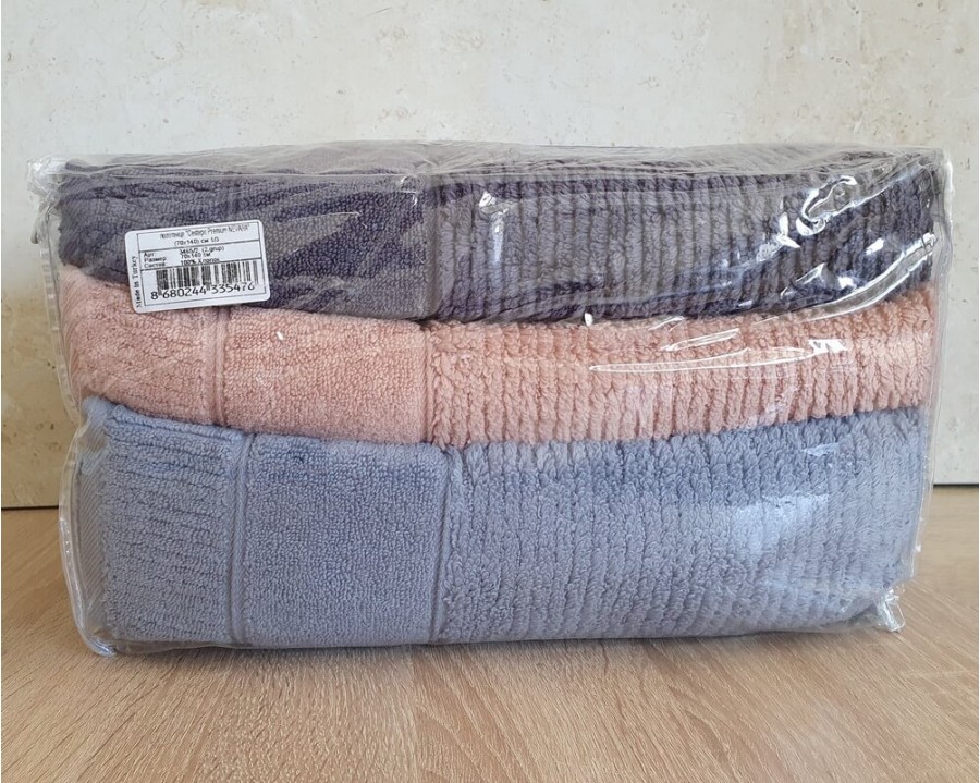 Набір турецьких махрових рушників Cestepe MicroCotton Premium 3 штуки 70x140 Nevara 600 г/м2