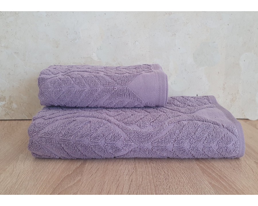 Набор махровых турецких полотенец Cestepe VIP Cotton 50х90+70х140 Aksin Violet