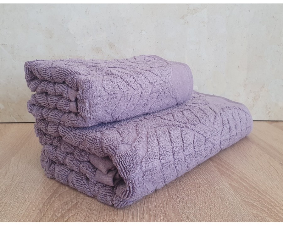 Набор махровых турецких полотенец Cestepe VIP Cotton 50х90+70х140 Aksin Violet