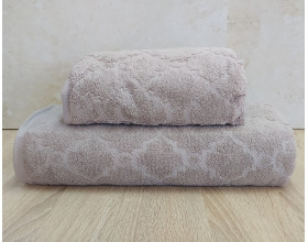 Набор махровых полотенец турецких Gulcan 50х90+70х140  Jacquard Cotton Lux Motif Beige