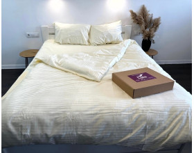 Постельное белье LARA d13176р beige сатин-страйп LUX полуторное