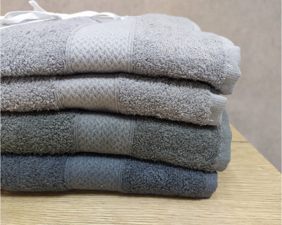 Набор турецких махровых полотенец 4 штуки Lorine soft colors Gri 70х140
