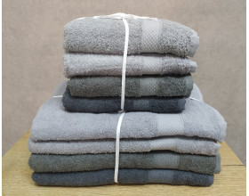 Набір турецьких махрових рушників Lorine soft colors Gri 4 штуки 50х90 + 4 штуки 70х140