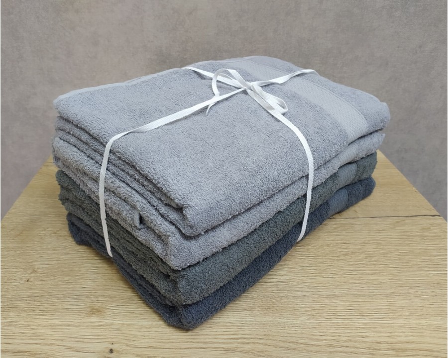 Набор турецких махровых полотенец 4 штуки Lorine soft colors Gri 70х140