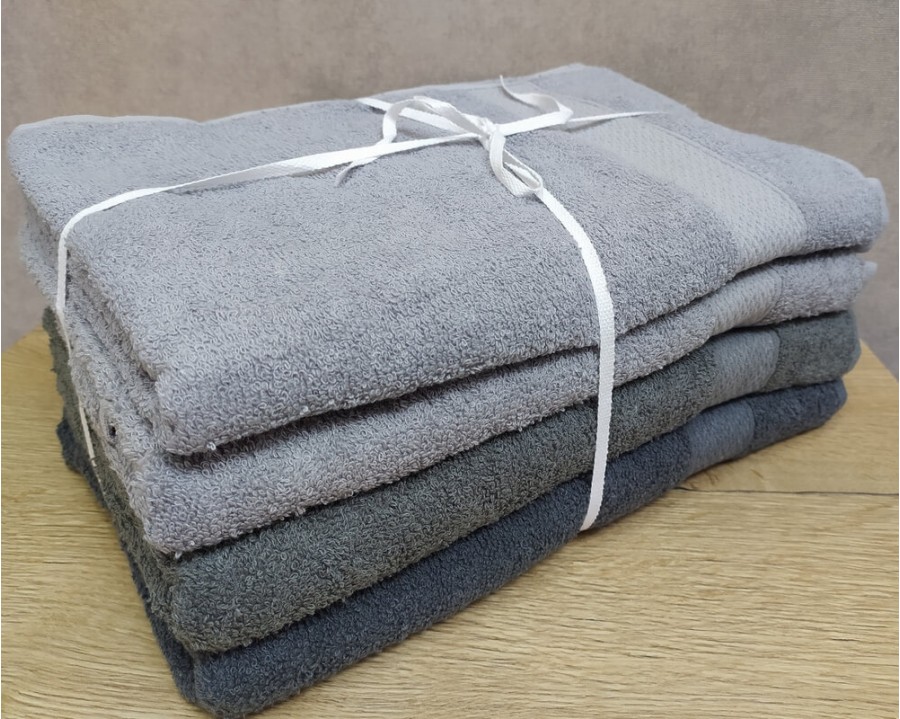 Набор турецких махровых полотенец 4 штуки Lorine soft colors Gri 70х140
