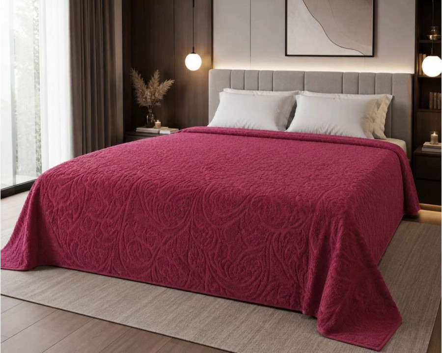 Простирадло махрове жакардове Parisa Home 200х220 щільність 400 г/м2 бордо