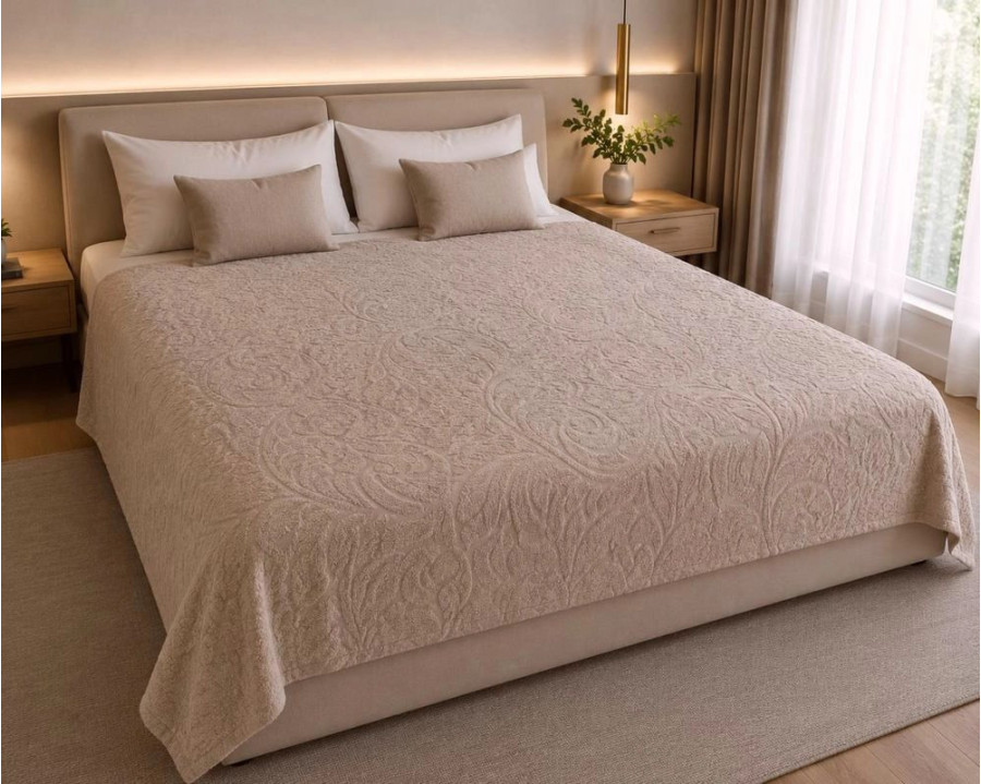 Простирадло махрове жакардове Parisa Home 200х220 щільність 400 г/м2 пудра