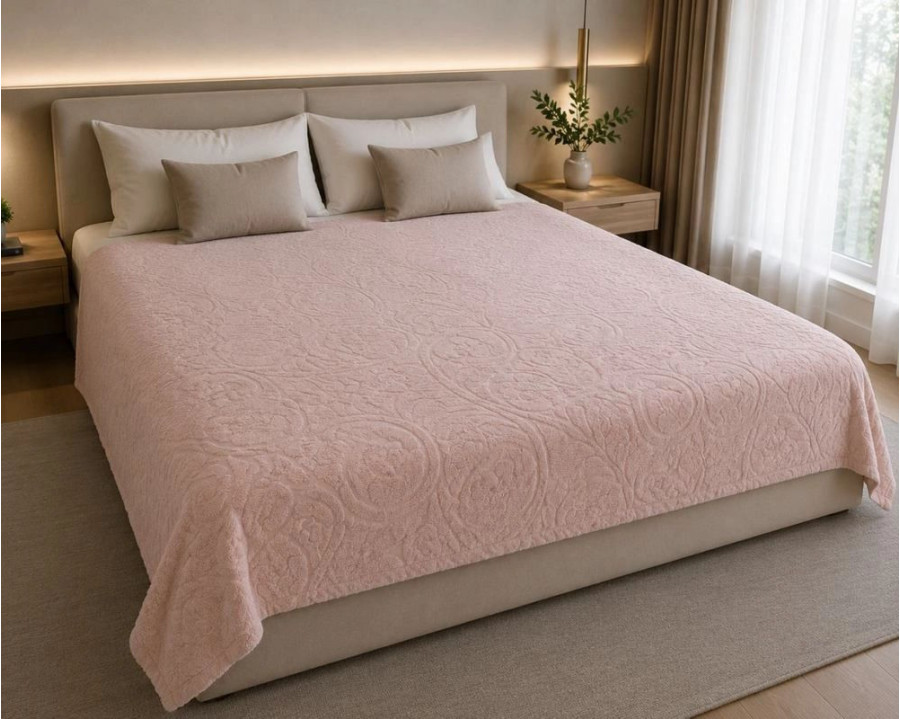 Простынь махровая жаккардовая Parisa Home 150х200 плотность 400 г/м2 персиковая