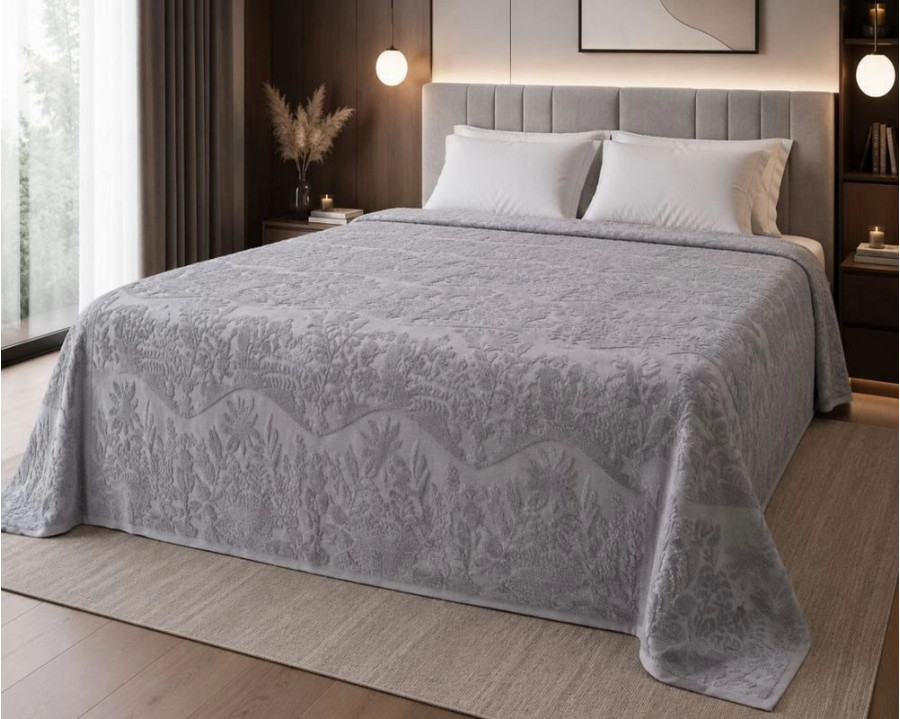 Простынь махровая жаккардовая Parisa Home Premium 200х220 плотность 470 г/м2 темно-серая
