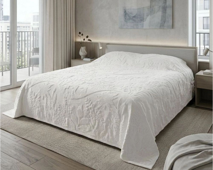 Простынь махровая жаккардовая Parisa Home Premium 200х220 плотность 470 г/м2 кремовая