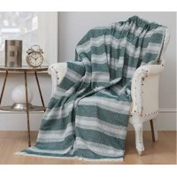 Плед-покрывало хлопковое Eponj Home Kareli Dokuma Yesil 190х220