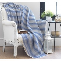 Плед-покривало бавовняне Eponj Home Kareli Dokuma Mavi 190х220