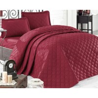 Покрывало стеганое EnLora Home ранфорс Fresh Color Bordo 225х240 с наволочками 50х70