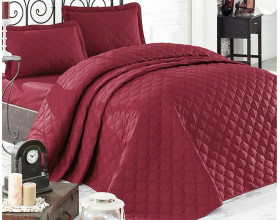 Покрывало стеганое EnLora Home ранфорс Fresh Color Bordo 225х240 с наволочками 50х70