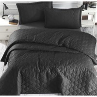 Покрывало стеганое EnLora Home ранфорс Fresh Color Siyah 225х240 с наволочками 50х70