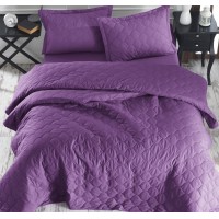 Покрывало стеганое EnLora Home ранфорс Fresh Color Mor 225х240 с наволочками 50х70