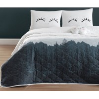 Покрывало стеганое двустороннее EnLora Home ранфорс Eyelash Beyaz 225х240 с наволочками 50х70