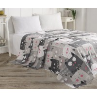 Покрывало вафельное Eponj Home 200x235 Duvarda Kediler Gri