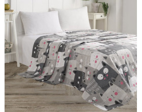 Покрывало вафельное Eponj Home 200x235 Duvarda Kediler Gri