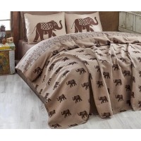 Покрывало вафельное Eponj Home 155х235 Dogal Pike Baskili Fil Kahve