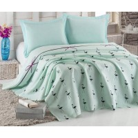 Покрывало вафельное Eponj Home 160х235 Dogal Pike Baskili Flamingo Mint