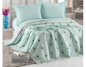 Покрывало вафельное Eponj Home 160х235 Dogal Pike Baskili Flamingo Mint