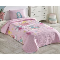 Покрывало стеганое Eponj Home Dreams Pembe 160х220 с наволочкой 50х70