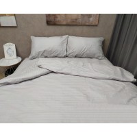 Постельное белье LARA сатин-страйп Light gray d13040d двуспальное