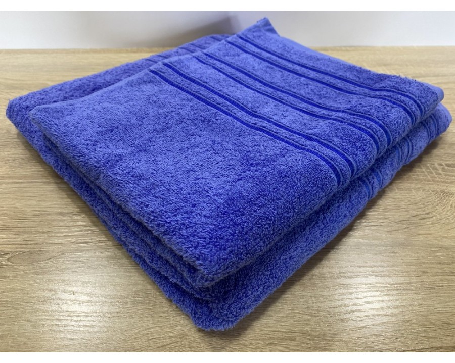 Набор махровых полотенец 50х90+70х140 GM TEXTILE Узбекистан полосы 450 г/м2 синий