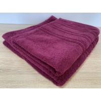 Набор махровых полотенец 50х90+70х140 GM TEXTILE Узбекистан полосы 450 г/м2 вишневый