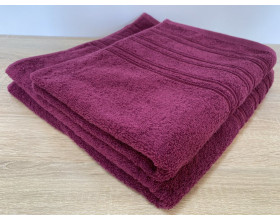 Набор махровых полотенец 50х90+70х140 GM TEXTILE Узбекистан полосы 450 г/м2 вишневый