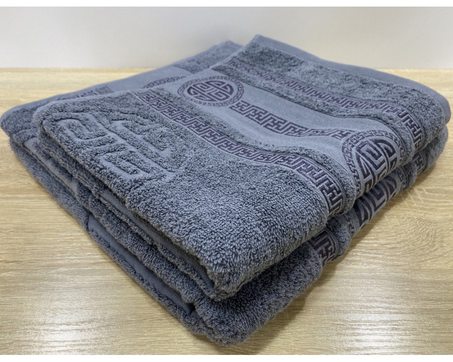Набор махровых полотенец 50х90+70х140 GM TEXTILE Узбекистан Greek 450 г/м2 серый