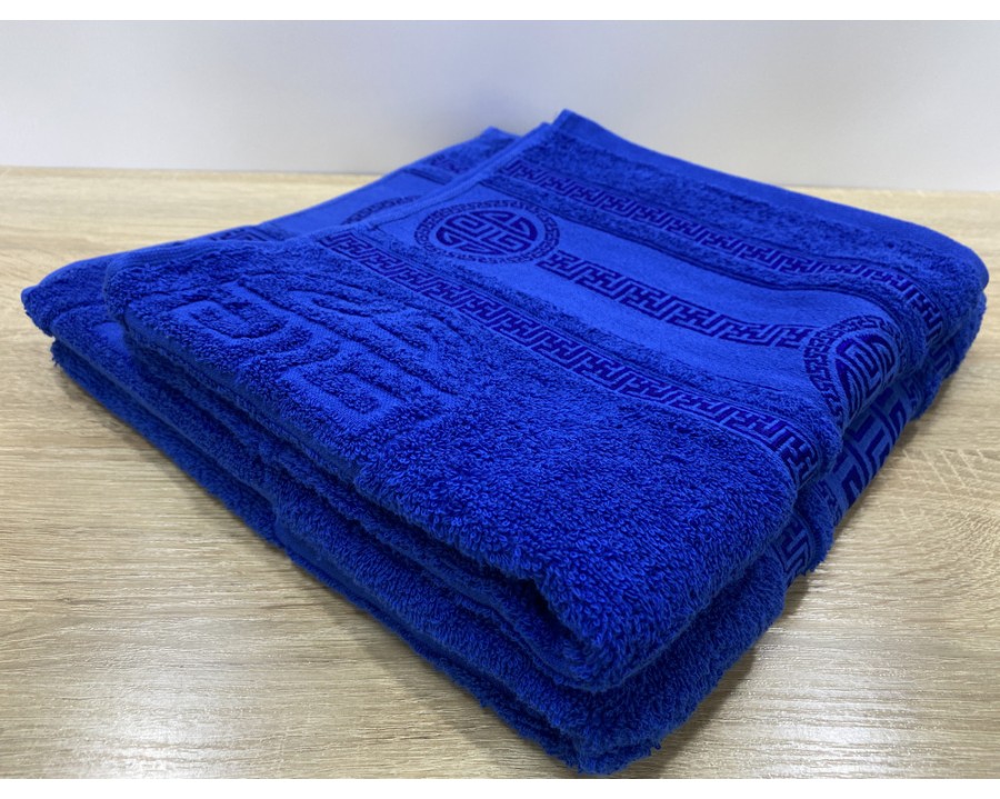 Набор махровых полотенец 50х90+70х140 GM TEXTILE Узбекистан Greek 450 г/м2 синий