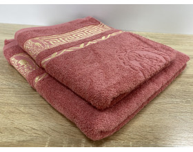 Набор махровых полотенец 50х90+70х140 GM TEXTILE Узбекистан Цезарь 450 г/м2 терракотовый