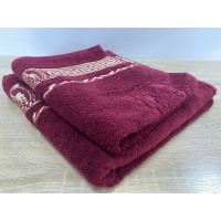 Набор махровых полотенец 50х90+70х140 GM TEXTILE Узбекистан Цезарь 450 г/м2 бордовий